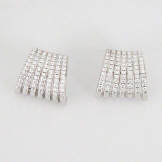 ARETES DE PLATA ANCHO CON VARIAS FILAS DE CIRCONES