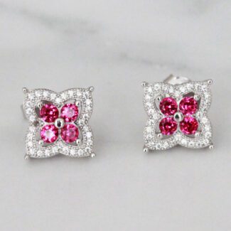 ARETES FLOR ROSA