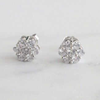 ARETES DE PLATA FLOR DE CIRCONES