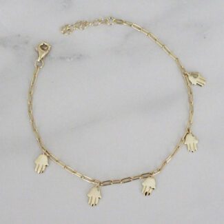 Pulsera De Plata Eslabones Clip Con Dijes De Manitos