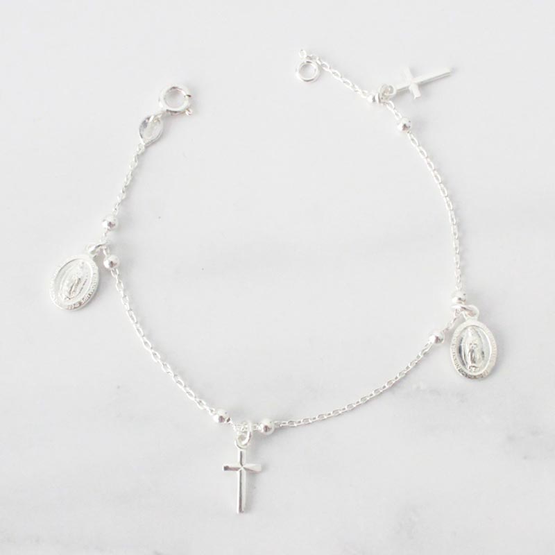 PULSERA CRUZ Y VIRGEN MILAGROSA